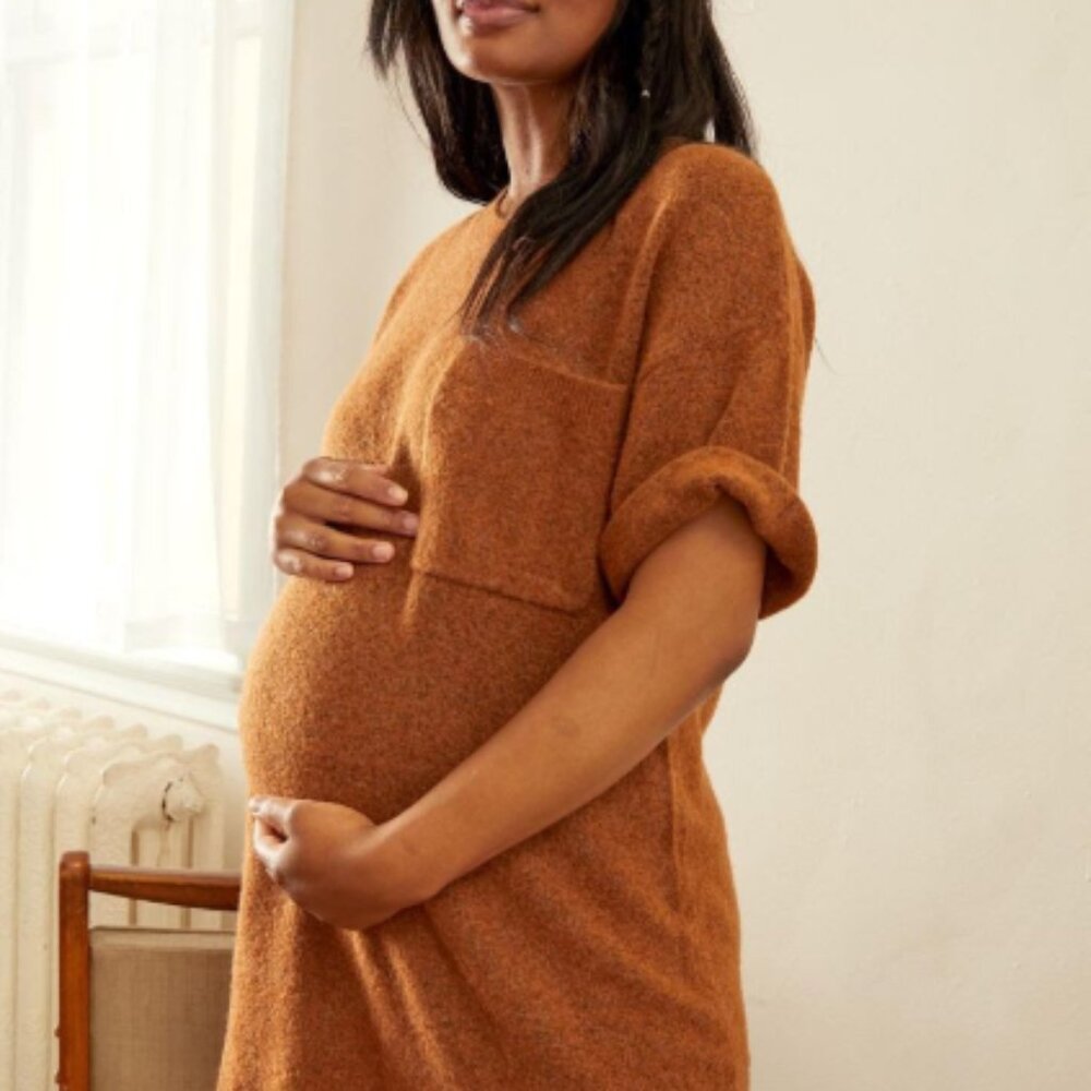 Hatch Reese Knit T-shirt Dress in Hazelnut